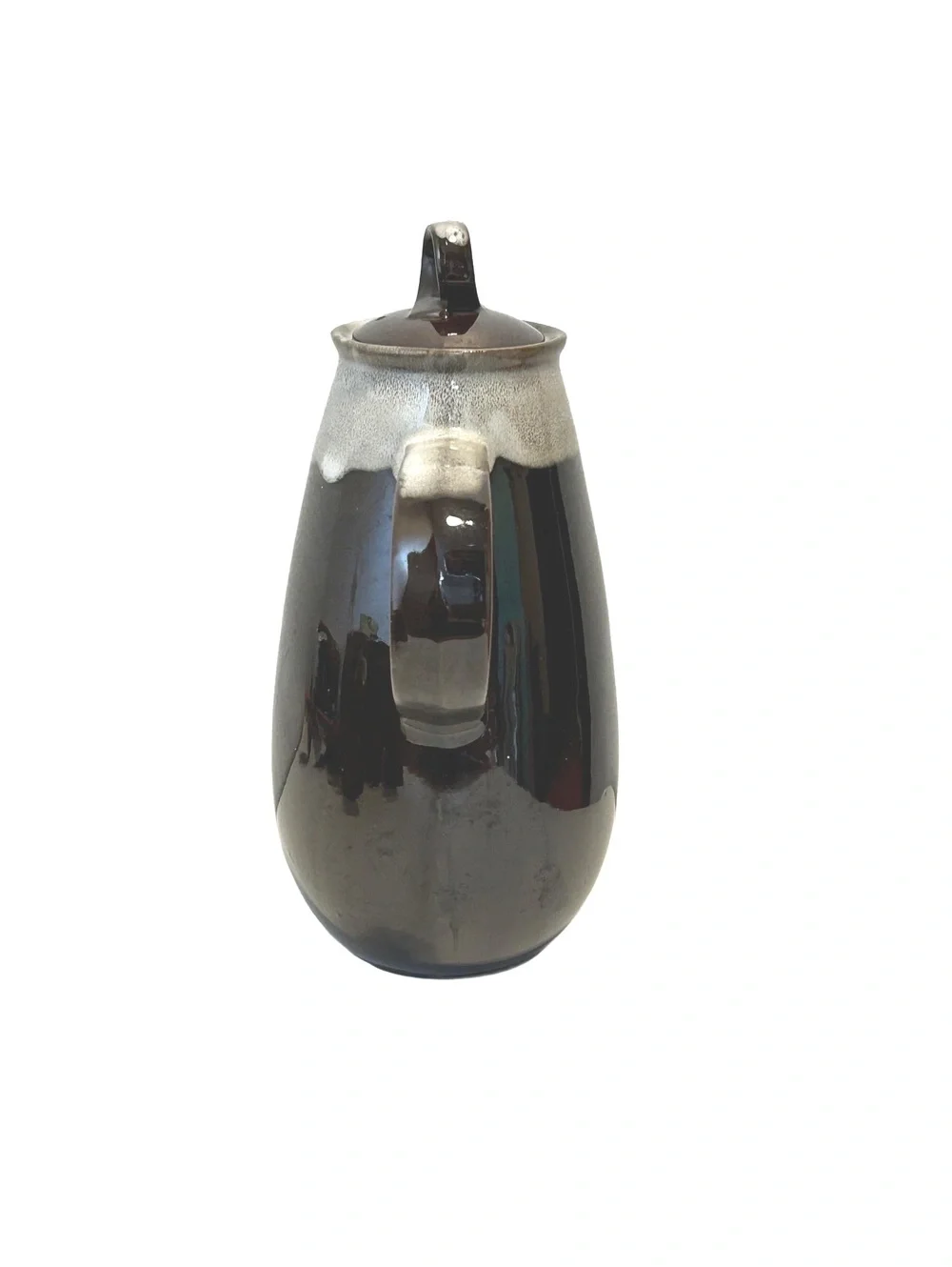 Vintage Japanese Brown Drip Glaze Coffee/Tea Pot, Coffee and Tea Mugs